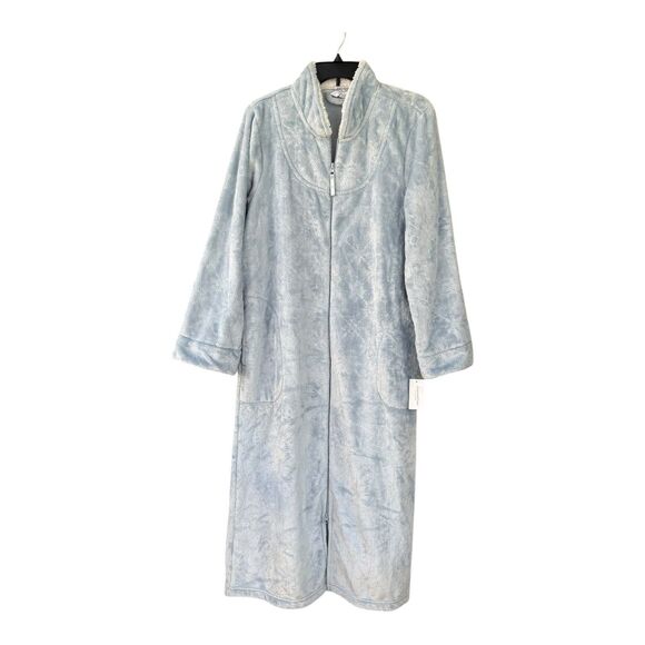 NWT Charter Club Women's Pajamas Long Robe Zip Front Soft Fleece with Snowflake - Picture 1 of 4